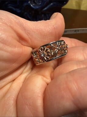 Vintage Rose gold and silver band